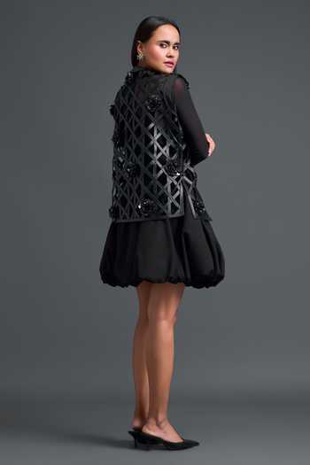 Deepika Arora Embroidered Layered Jacket Set With Bodsyuit 