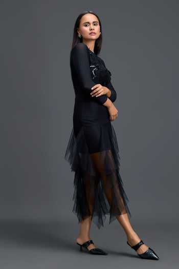 Deepika Arora Black Net Layered Skirt Online at Aza Fashions Deepika Arora_Black Net Layered Skirt _Online_at_Aza_Fashions