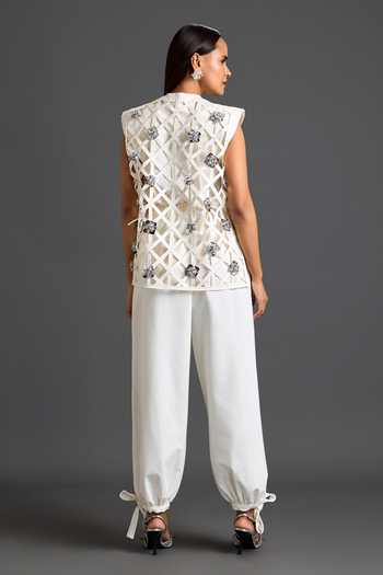 Deepika Arora Floral Embroidered Vest & Pant Set 
