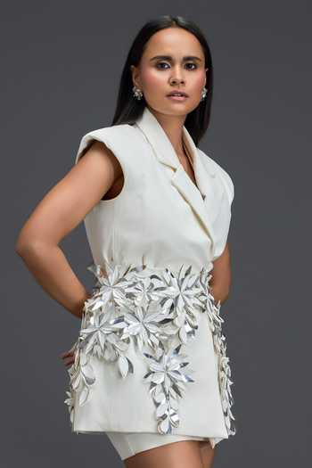 Deepika Arora Floral Patchwork Embellished Blazer Set