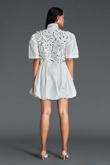 Deepika Arora 3D Floral Embellished Jacket With Dress