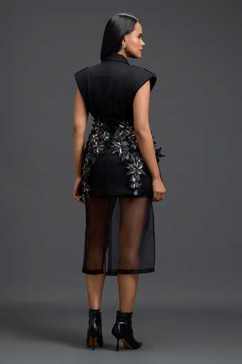 Deepika Arora 3D Floral Embellished Blazer With Overlay 