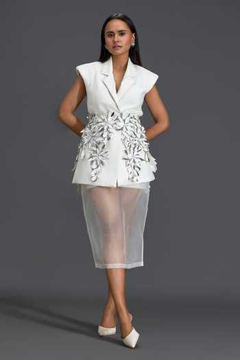 Deepika Arora Hand Embellished Blazer Dress With Overlay 