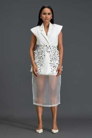 Deepika Arora Hand Embellished Blazer Dress With Overlay 