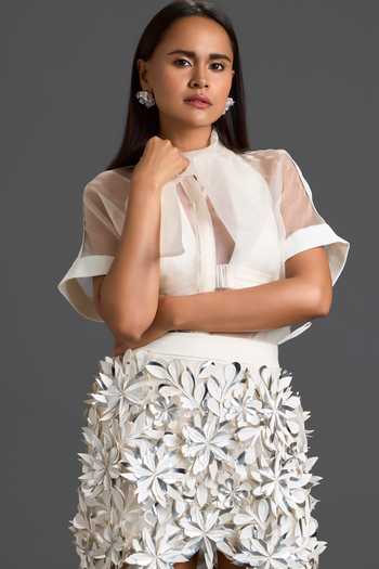 Deepika Arora Sheer Top & Embroidered Skirt Set