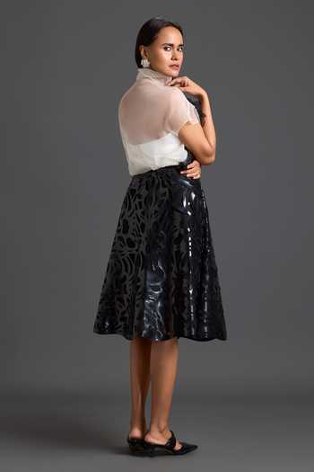 Deepika Arora Embroidered Sheer Top & Skirt Set