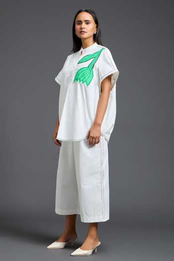 Deepika Arora Green Mandarin Collar Parachute Shirt And Pant Set at Aza Fashions Deepika Arora_Green Mandarin Collar Parachute Shirt And Pant Set _at_Aza_Fashions