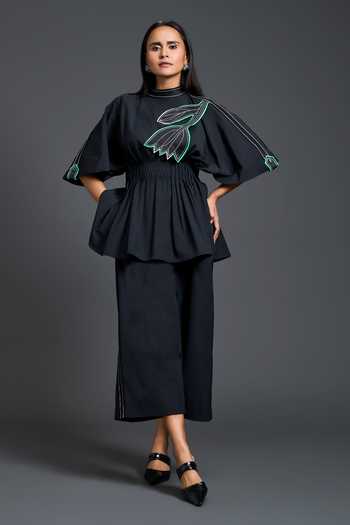 Deepika Arora Smocked Peplum Top & Pant Set