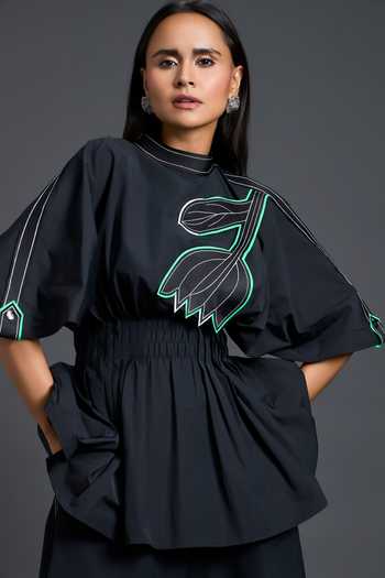 Deepika Arora Smocked Peplum Top 