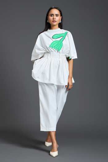 Deepika Arora Floral Patchwork Peplum Top With Pant