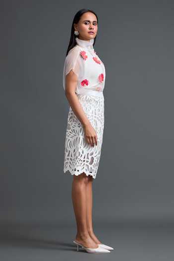 Deepika Arora Embroidered Layered Top & Skirt Set