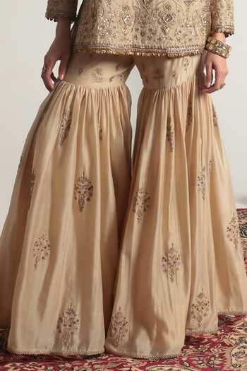 Buy Label Niti Bothra Ivory Silk, Organza, Chanderi Scoop Neck Embroidered Kurta Sharara Set Online at Aza Fashions Buy_Label Niti Bothra_Ivory Silk, Organza, Chanderi Scoop Neck Embroidered Kurta Sharara Set _Online_at_Aza_Fashions