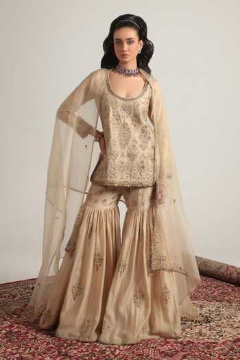 Label Niti Bothra Embroidered Kurta Sharara Set 