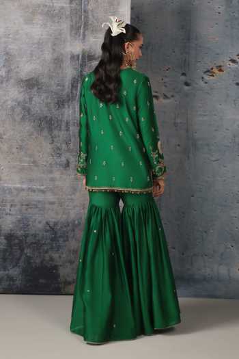 Label Niti Bothra Floral Jaal Embroidered Kurta Sharara Set 