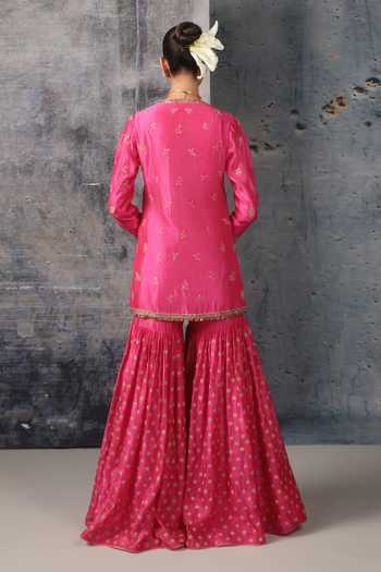 Label Niti Bothra Floral Embroidered Kurta Sharara Set 