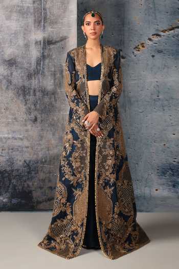 Label Niti Bothra Embroidered Longline Jacket Palazzo Set 