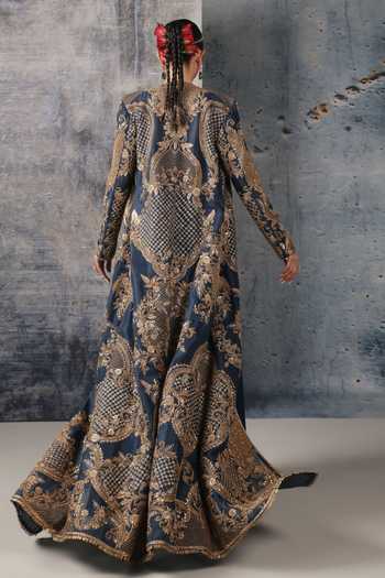 Label Niti Bothra Embroidered Longline Jacket Palazzo Set 
