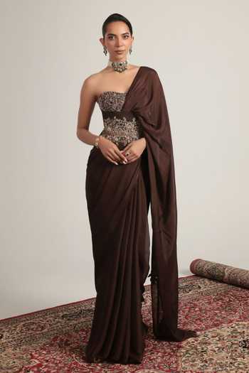 Label Niti Bothra Embroidered Corset With Saree 
