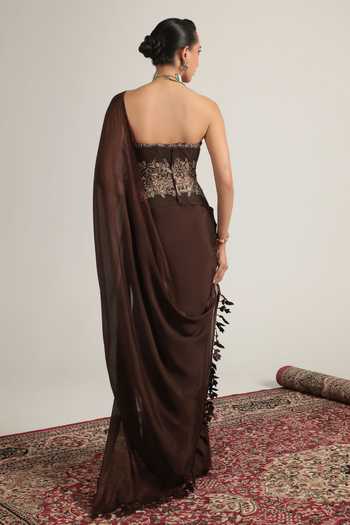 Label Niti Bothra Embroidered Corset With Saree 
