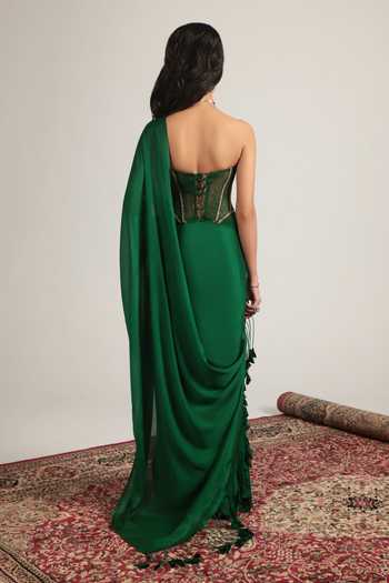 Label Niti Bothra  Zardozi Embroidered Corset With Saree 