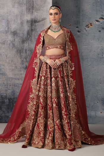 Label Niti Bothra Floral Jaal Embroidered Bridal Lehenga Set 