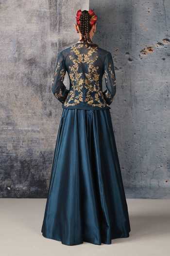 Label Niti Bothra Zeh Embroidered Peplum Top & Lehenga Set 