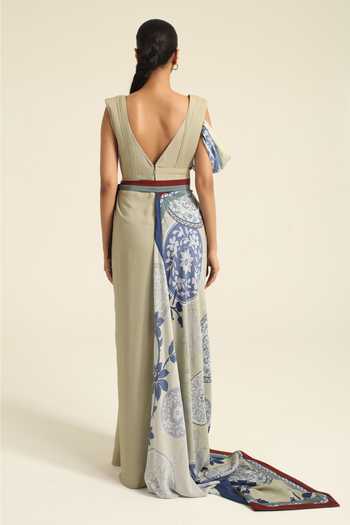 Poonam Dubey Lila Printed Draped Dress 