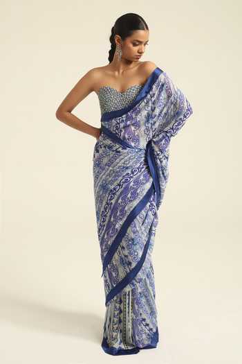 Poonam Dubey Ziana Printed Pre-Draped Saree With Corset Blouse 