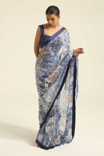 Poonam Dubey Zyra Printed Pre-Draped Saree With Blouse 