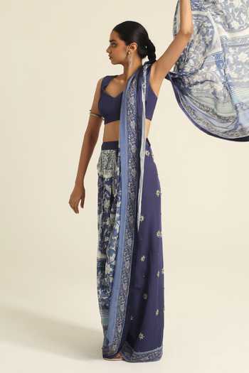 Poonam Dubey Nazeera Printed Pre-Draped Saree & Blouse Set 