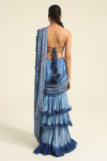 Poonam Dubey Anaiza Tiered Ruffle Saree Set 