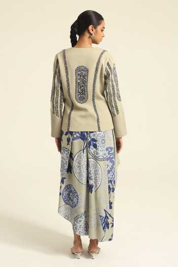 Poonam Dubey Hana Embroidered Jacket With Dress 