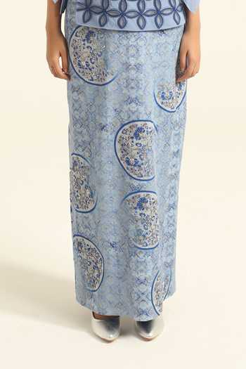 Shop_Poonam Dubey_Blue Georgette Boat Neck Noor Embroidered Top And Skirt Co-ord Set _Online_at_Aza_Fashions