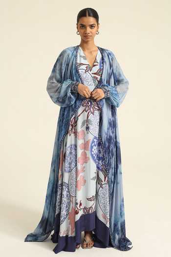 Poonam Dubey Sameera Floral Print Dress With Jacket 
