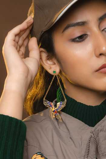 Totapari Corbett Plum Head Parrot Dangler Earrings 