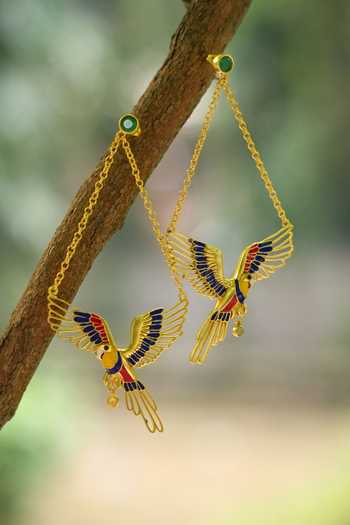 Totapari Corbett Plum Head Parrot Dangler Earrings 