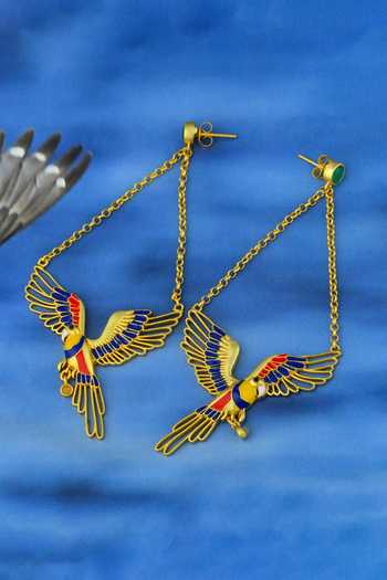 Buy_Totapari_Gold Plated Corbett Plum Head Parrot Dangler Earrings 