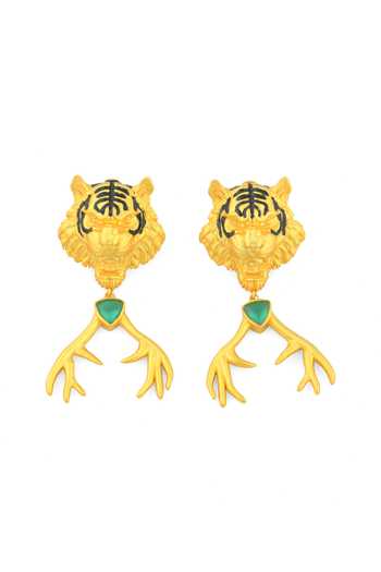 Totapari_Gold Plated Corbett Romeo Hunting A Deer Stud Earring _Online_at_Aza_Fashions