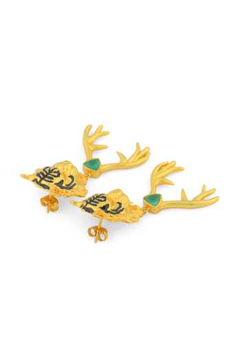 Buy_Totapari_Gold Plated Corbett Romeo Hunting A Deer Stud Earring _Online_at_Aza_Fashions