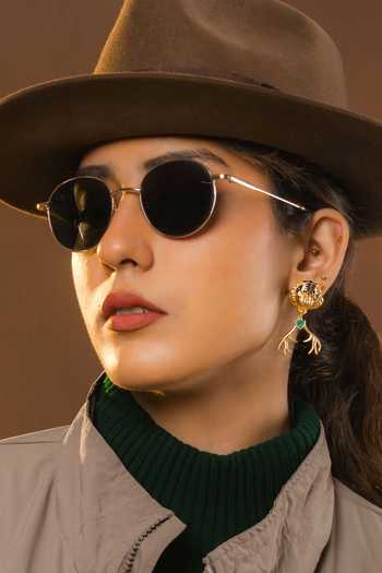 Shop_Totapari_Gold Plated Corbett Romeo Hunting A Deer Stud Earring _Online_at_Aza_Fashions