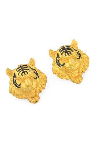 Buy_Totapari_Gold Plated Corbett Romeo Tiger Stud Earrings _Online_at_Aza_Fashions