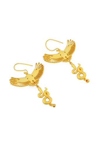 Buy Totapari Gold Plated Corbett Eagle Owl Earrings Online at Aza Fashions Buy_Totapari_Gold Plated Corbett Eagle Owl Earrings _Online_at_Aza_Fashions
