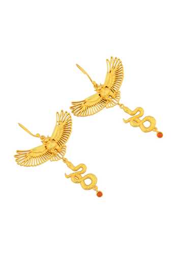 Shop Totapari Gold Plated Corbett Eagle Owl Earrings Online at Aza Fashions Shop_Totapari_Gold Plated Corbett Eagle Owl Earrings _Online_at_Aza_Fashions