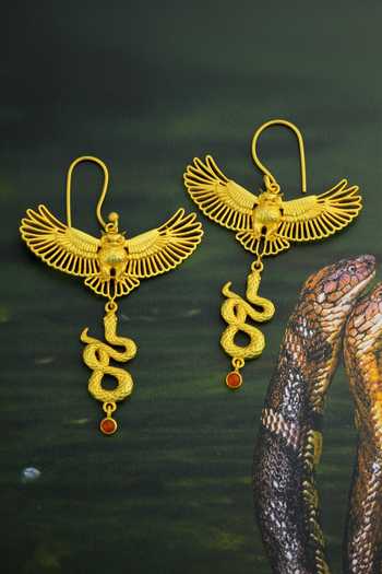 Buy Totapari Gold Plated Corbett Eagle Owl Earrings Buy_Totapari_Gold Plated Corbett Eagle Owl Earrings