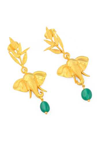 Totapari_Gold Plated Corbett Dhikala Tuskers Earrings _at_Aza_Fashions