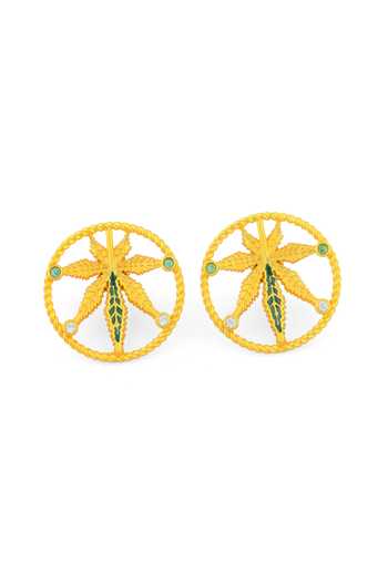 Totapari Gold Plated Corbett Cannabis Stud Earring Online at Aza Fashions Totapari_Gold Plated Corbett Cannabis Stud Earring _Online_at_Aza_Fashions