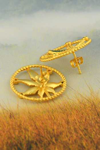 Shop Totapari Gold Plated Corbett Cannabis Stud Earring Online at Aza Fashions Shop_Totapari_Gold Plated Corbett Cannabis Stud Earring _Online_at_Aza_Fashions