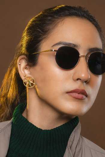 Totapari Gold Plated Corbett Cannabis Stud Earring at Aza Fashions Totapari_Gold Plated Corbett Cannabis Stud Earring _at_Aza_Fashions