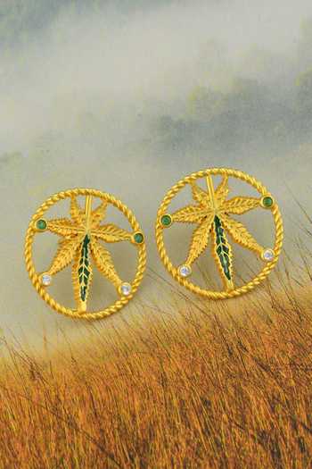 Buy Totapari Gold Plated Corbett Cannabis Stud Earring Buy_Totapari_Gold Plated Corbett Cannabis Stud Earring