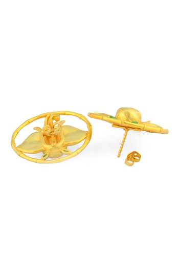 Totapari Gold Plated Corbett Dhikala Stud Earrings Online at Aza Fashions Totapari_Gold Plated Corbett Dhikala Stud Earrings _Online_at_Aza_Fashions